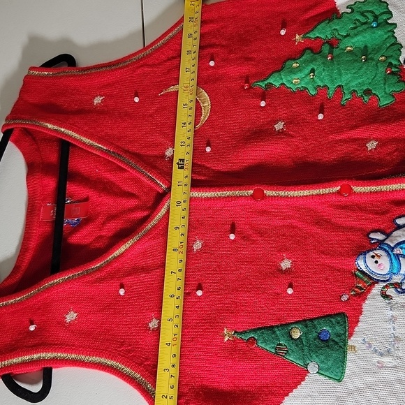 Vintage Ugly Christmas Sweater Vest Snowman Large Red White - Picture 6 of 8